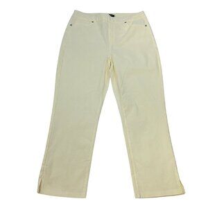 Mario Serrano Italy Pull On Cropped Pants Yellow/White Striped Size Small